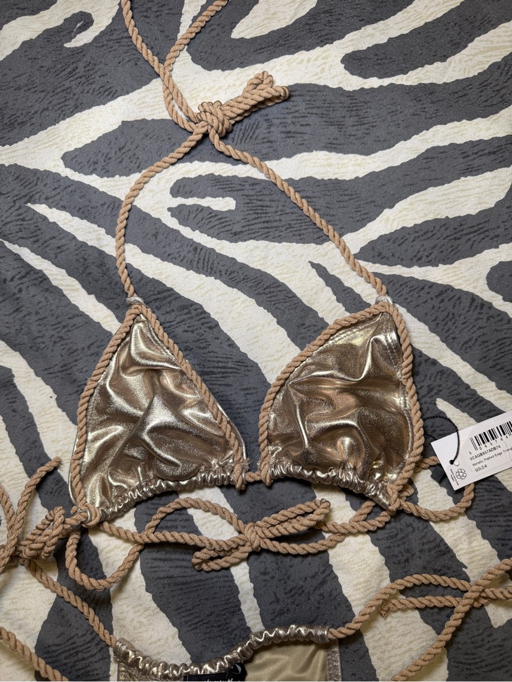 MASTY GAL NET Metallic Gold Rope-String Bikini - Picture 2 of 3